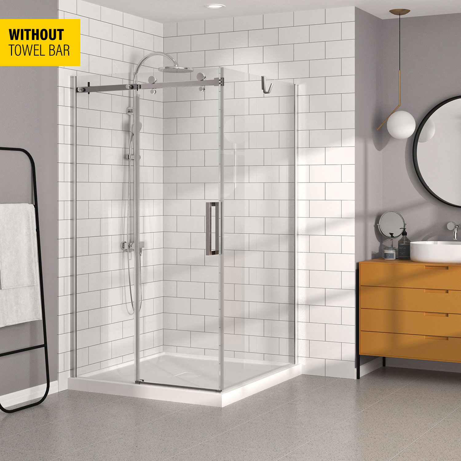【2024 新作】 Shower left the on wall corner, a in 42, x 48 Slate base その他